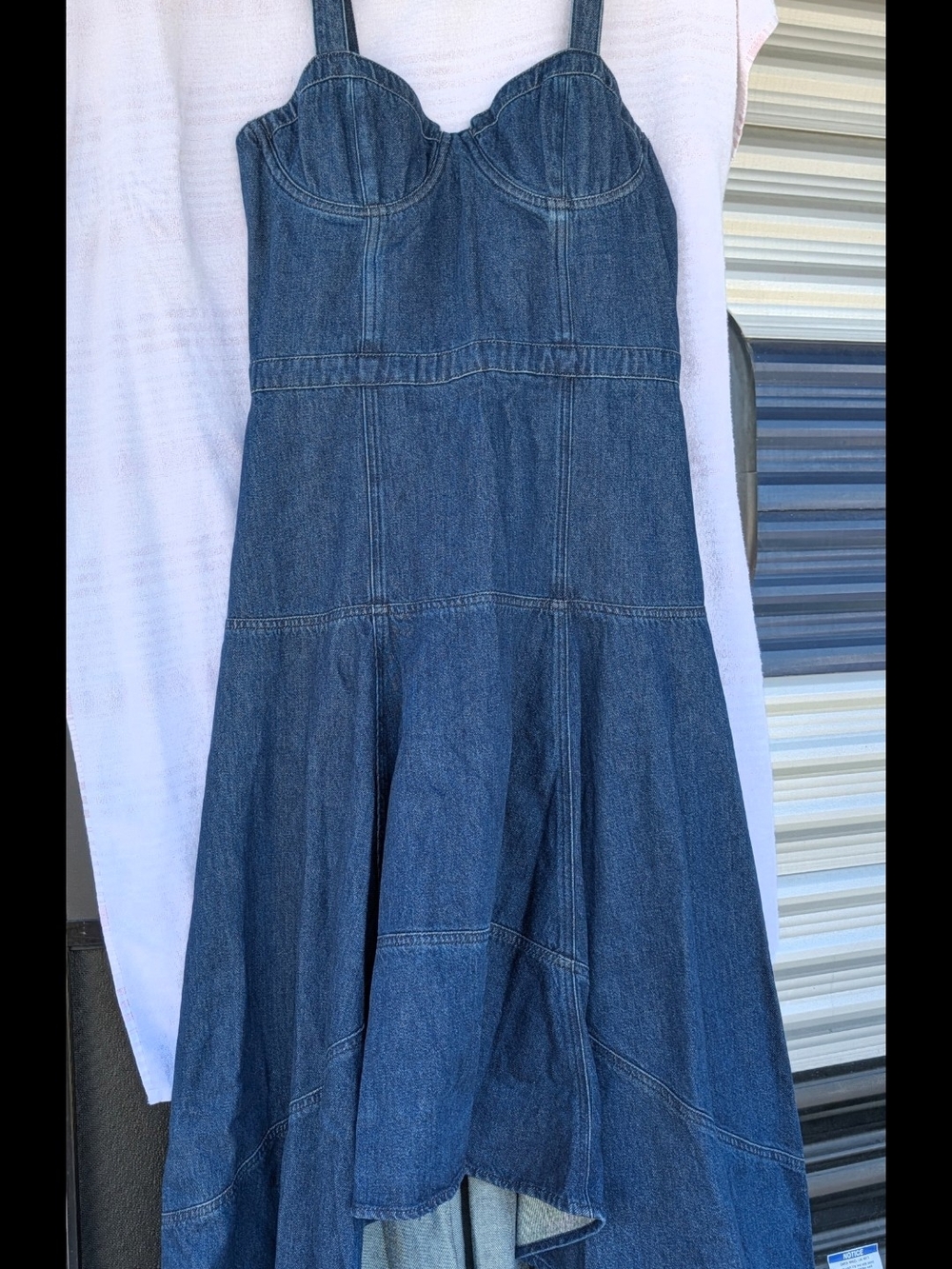Denim Fit-and-Flare High Low Dress
